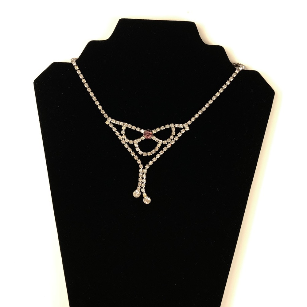 Vintage Icy Rhinestone Negligee Lariat Necklace - Picture 3 of 11